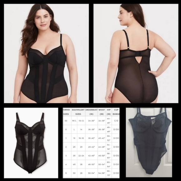 TORRID Black V Front Underwire Mesh Bodysuit! NWT! - Picture 2 of 6